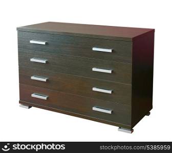 Four drawers modern dresser isolated on white