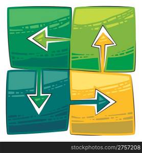 Four green arrows connected with each other