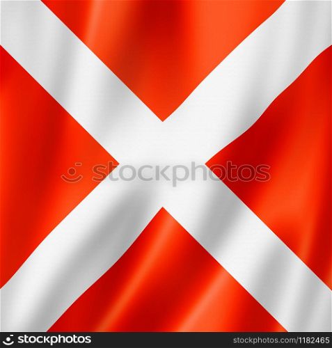 Four international maritime signal flag. Nautical numbers symbol collection. 3D illustration. Four international maritime signal flag