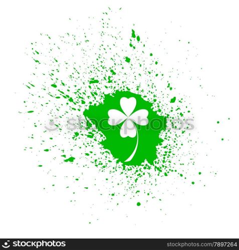 Four- leaf clover - Irish shamrock St Patrick&rsquo;s Day background. Useful for your design. Green glass clover on green background.Stylish abstract St. Patrick&rsquo;s day background with leaf clover.