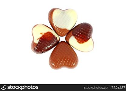 Four little chocolates ordered in form of clover