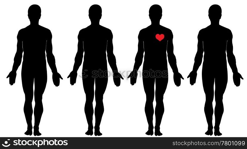 Four men&rsquo;s silhouettes and one heart. Anatomy of love