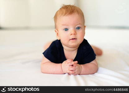 Four months old baby with blue eyes