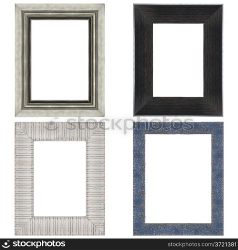 Four picture frames isolated on white background.