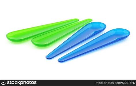 four salad spoons isolated on white background