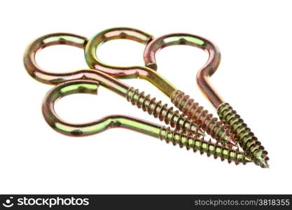 Four screws with loops isolated over white background&#xA;