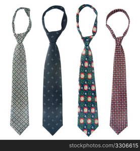 Four ties isolated on white background.