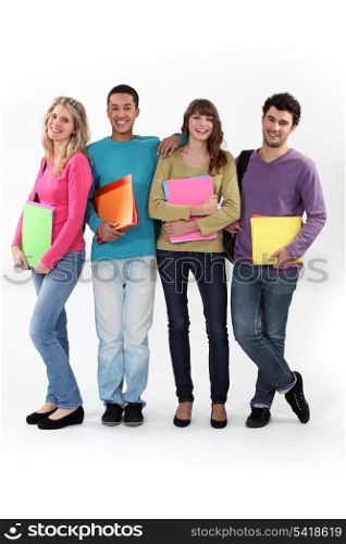 Four university students with folders