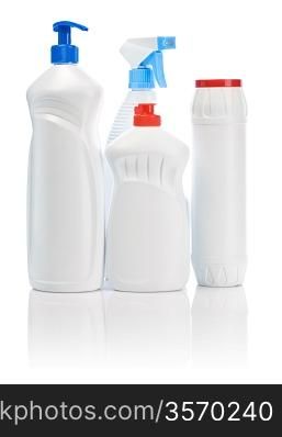 four white botles for clean