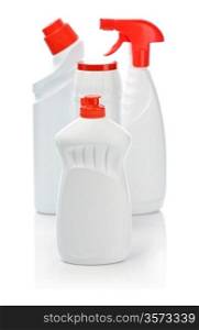 four white clean bottles