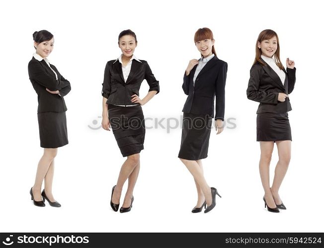 Four women dress in suit