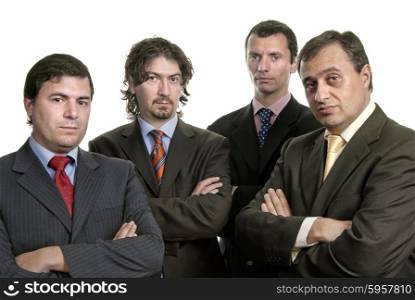 four young business men portrait on white
