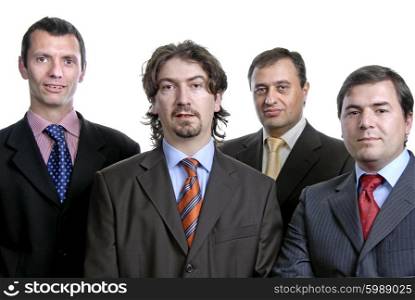 four young business men portrait on white