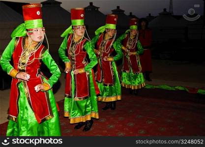 Four young women dancing, Inner Mongolia, China