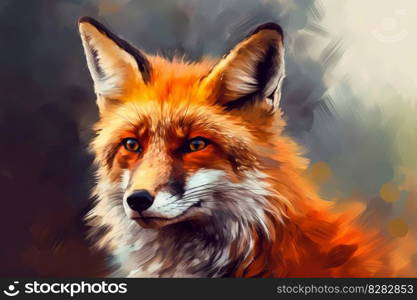 Fox closeup digital art. Head portrait. Generate Ai. Fox closeup digital art. Generate Ai