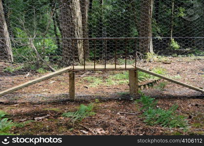 Fox proof re entry funnel on a pheasant pen