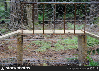 Fox proof re entry funnel on a pheasant pen