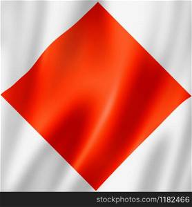 Foxtrot international maritime signal flag. Nautical letters symbol collection. 3D illustration. Foxtrot international maritime signal flag