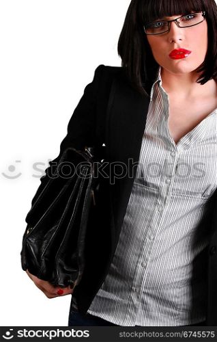 Foxy businesswoman with a briefcase
