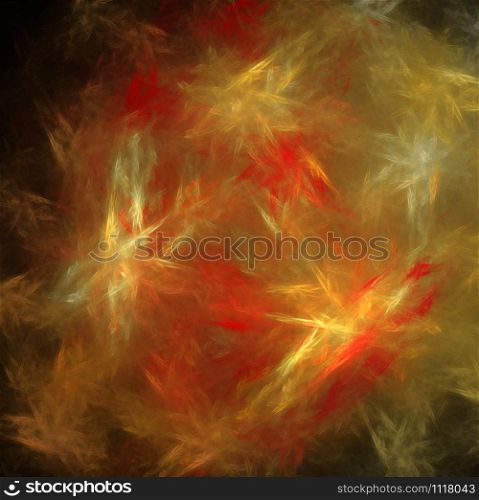 Fractal abstraction. A glowing center around which spirals and waves, black background. Fractal abstraction. A glowing center around which spirals and waves.