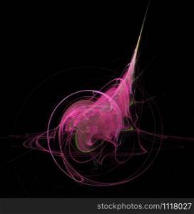 Fractal abstraction. Glowing hinges. Pink shades black background. Fractal abstraction. Glowing pink hinges