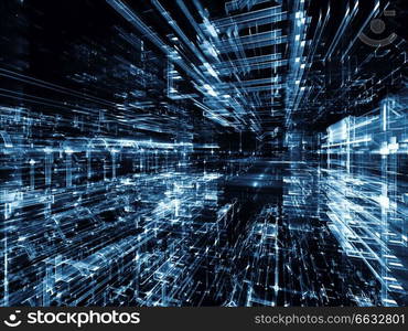 Fractal City series. Composition of three dimensional fractal structures and lights to serve as a supporting backdrop for projects on technology, communications, education and science