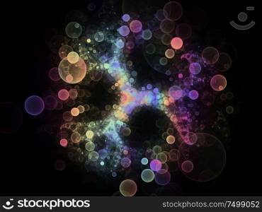 Fractal pattern of colored circles on the subject of technology, science and eductaion.