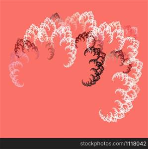 Fractal plant forms white and burgundy shades on the background color pink coral. Fractal abstraction. Fractal plant forms white and burgundy shades on the background color pink coral