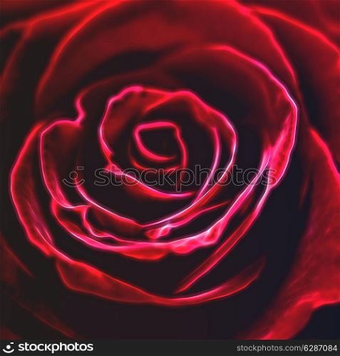 Fractally. Red rose in fractals design