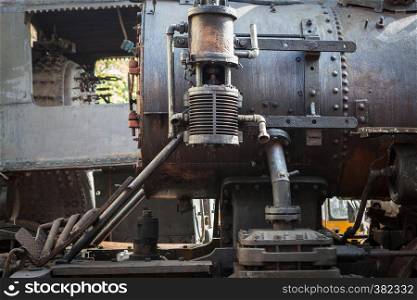 fragment of an old steam locomotive