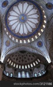 Fragment of Blue mosque (Sultanahmet mosque) interior in Istanbul in Turkey