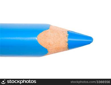 Fragment of blue pencil isolated on white background