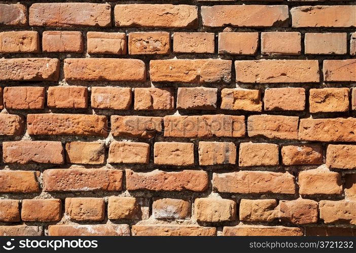 Fragment of old red brick wall background