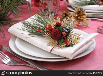 Fragment table setting for Christmas and New Year