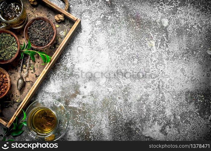 Fragrant Chinese tea. On a rustic background.. Fragrant Chinese tea.