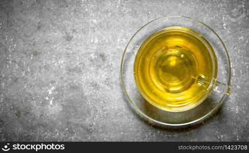 fragrant green tea. On a stone background.. fragrant green tea.