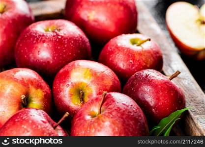 Fragrant red apples. Macro background. High quality photo. Fragrant red apples. Macro background.