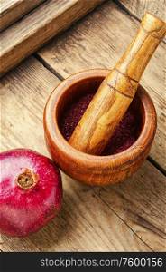 Fragrant spice made from pomegranate or turkish seasoning.. Oriental pomegranate spice.