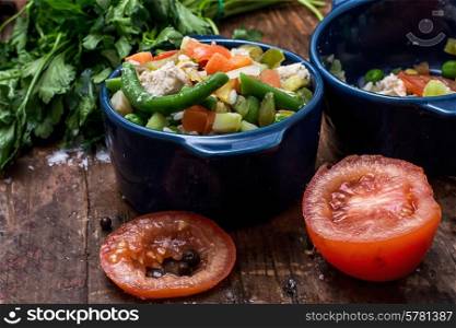 fragrant vegetable stew cooked in a ceramic pot