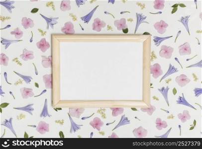 frame collection wonderful violet flowers green foliage