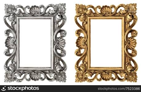 Frame for your picture, photo, image. Vintage baroque style object isolated on white background