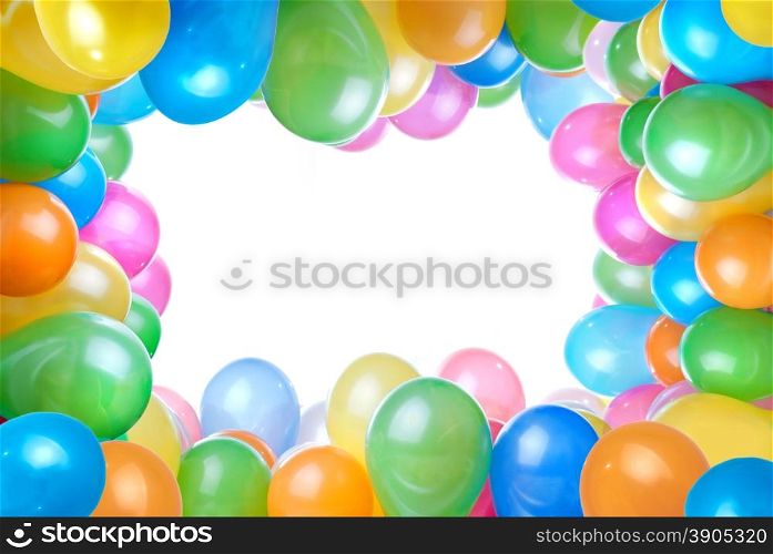 frame from color balloons isolated on white