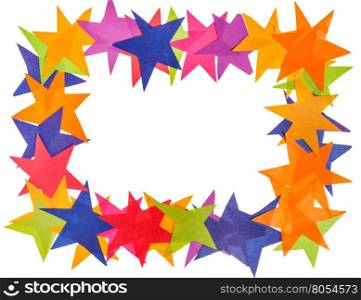 frame from paper stars with cut out canvas isolated on white background