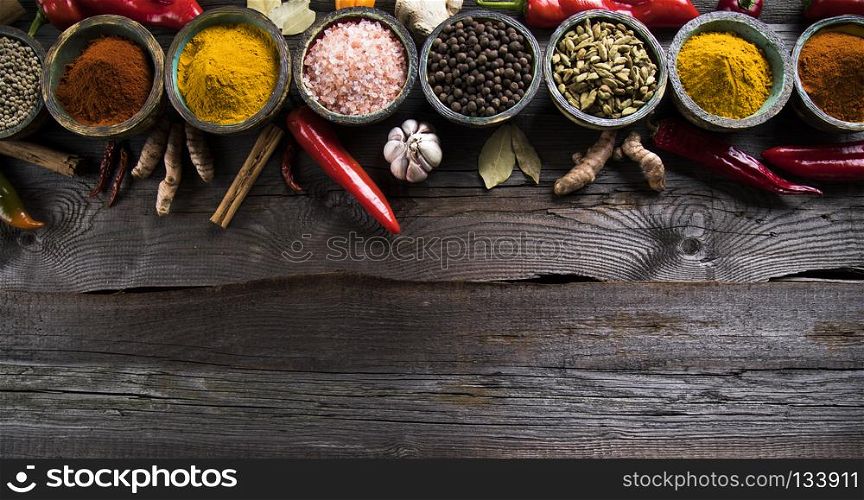 Frame, Hot spices . Frame, Herbs and spices