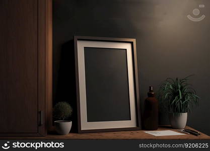 frame in modern black interior background scandinavian style 3d render, AI Generative