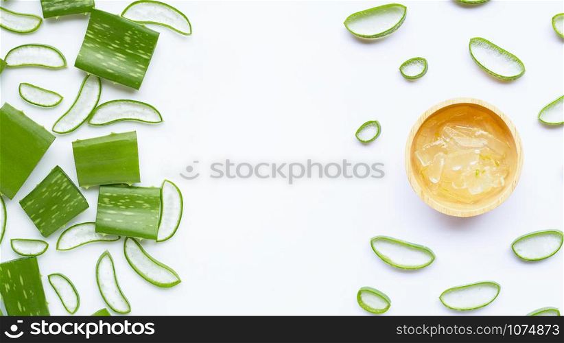 Frame made of aloe vera, Aloe vera is a popular medicinal plant for health and beauty, on a white background.