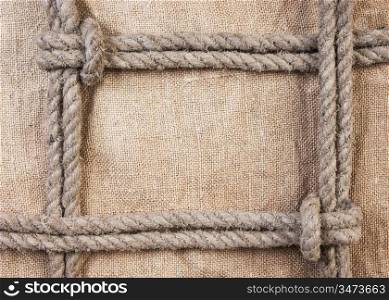 frame made of rope on the background of the canvas