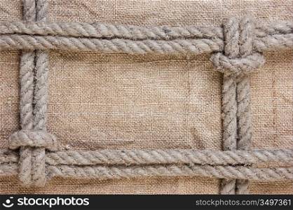 frame made of rope on the background of the canvas