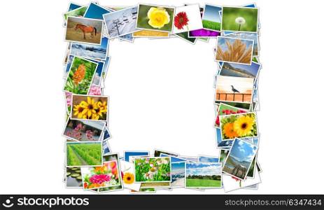 Frame made of various nature photos