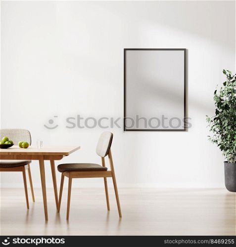 frame mock up in modern dinning room interior, 3d render